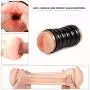 Pocket Pussy Male Masturbator Cup - 3D Realistic Masturbation Adult Sex Toys Vagina and Mouth with Teeth and Tongue Oral Masturabator Sleeve for Intense Stimulation, Black