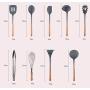 9-Piece Set of Kitchen Wood Handle Silicone Cooker, Cooking Spoon Shovel Set, Non-Stick Silicone and Heat-Resistant Wooden Handle Utensils, Chefs Kitchenware Set, 9-piece set