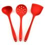 JunbosiKitchenware Silicone Kitchenware 3 Piece Set Cooking Spoon Shovel Fence Soup Spoon Nonstick Cookware Kitchenware,Red