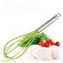 Manual Egg Beater Stainless Steel Kitchen Egg Beater 10 Inch Milk Bubbler Silicone Kitchenware (Color : Green)