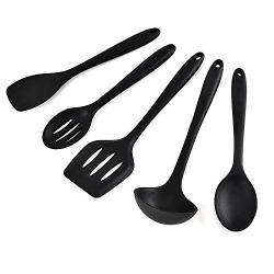 Silicone Kitchen Utensil Set, Heat-Resistant Non-Stick Silicone Cooking Tool, Non-Stick Silicone Kitchenware, black