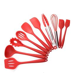 ZEERKEER Mokpi 10 Piece Silicone Cooking Utensils Kitchen Utensil set Heat Resistant Non-Stick Cooking Tools Professional Kitchenware Made of Food Grade Silicone Material (Red)