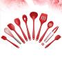 10 Pcs Nonstick Cookware Set Multifunction Silicone Kitchenware Suit Egg Scraper Spoon Spatula Brush Kitchen Tools (Red)