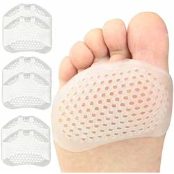 Metatarsal Foot Pads for Women 3 Pairs , Gel Breathable Anti-Slip Transparent Soft Honeycomb Ball of Foot Cushions for Women Metatarsal Cushions