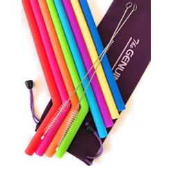 Large Silicone Straws for 30 oz Yeti Tumblers ? Set of 8 Reusable Silicone Straws + 2 Brushes with Pouch, BPA Free, The Genuine Select