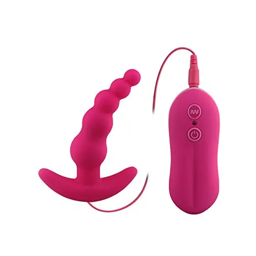 Two Womens or Mens Adult Prostate Sex Toy, Battery Operated (4 AAA Included) Anal Vibrator with Graduated Beads, 6 Mode Vibration, Medical Grade Silicone, Waterproof