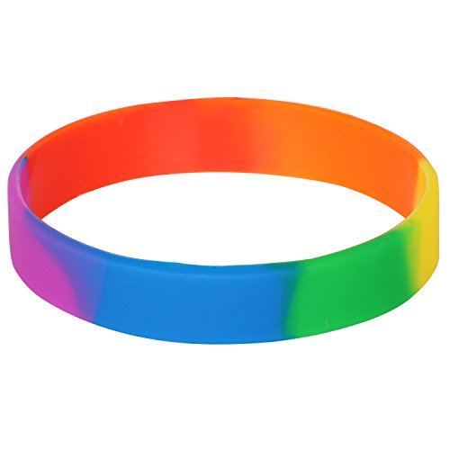 TRIXES Rainbow Novelty Wristband LGBT Gay Pride Peace Diversity Silicone