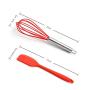 Jdeepued Silicone kitchenware 5-Piece Silicone Baking Set Durable Silicone Heat Resistant 446°F Seamless Non-Stick Kitchen Mixing Cooking Baking Utensils Red Silicone Kitchen Utensils