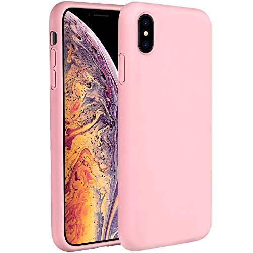 Miracase Liquid Silicone Case Compatible with iPhone Xs (2018)/ iPhone X(2017) 5.8 inch, Gel Rubber Full Body Protection Shockproof Cover Case Drop Protection Case (Pink)