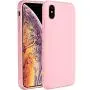 Miracase Liquid Silicone Case Compatible with iPhone Xs (2018)/ iPhone X(2017) 5.8 inch, Gel Rubber Full Body Protection Shockproof Cover Case Drop Protection Case (Pink)