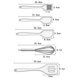 Silicone Cooking Baking Utensil Set - 5 Pcs Spatula Kitchen Utensil Kitchenware Non-Stick & Heat Resistant Black