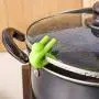 Pot Lid Holder Silicone Anti Overflow Spill Tool Pot Small Person Shape Bracket for Chopsticks Kitchenware Color Random (3)