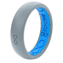 Groove Life - Silicone Ring for Men and Women Wedding or Engagement Rubber Band with Lifetime Coverage, Breathable Grooves, Comfort Fit, and Durability - Thin Solid