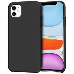 Anuck iPhone 11 Case, Anti-Slip Liquid Silicone Gel Rubber Bumper Case with Soft Microfiber Lining Cushion Slim Hard Shell Shockproof Protective Case Cover for Apple iPhone 11 6.1" 2019 - Black