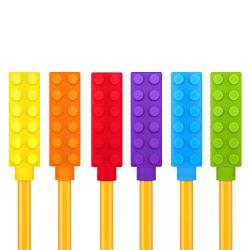 Chewable Pencil Chew Topper (6-Pack) - Chewy Sensory Fidget Toppers for Kids - Autism & Oral Motor Special Needs - Chewing Topper Helps Girls & Boys with Biting Teething by Solace