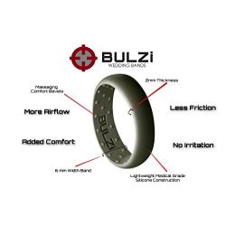 BULZi Wedding Bands, Massaging Comfort Fit Premium Silicone Ring with Airflow, Men’s and Women’s Rings, Breathable Flexible Work Safety Design