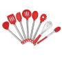 JunbosiKitchenware Silicone Kitchenware Set of 8 Silicone Scraper Food Clip Cooking Spoon Shovel Household Kitchenware Set,Red