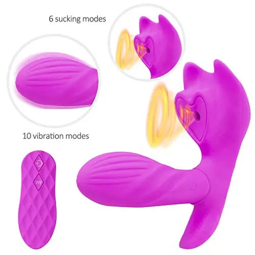 2 in 1 Wearable Butterfly Massaging Toys for Woman - 7 Speeds Vibration Suction Function - Wireless Remote Control - Soft Skin-Friendly Silicone - Back Neck Shoulder Relaxation