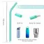 YIHONG Set of 8 Big Silicone Drinking Straws,Reusable Straws for 20 oz and 30oz Tumblers,Eco-friendly Straws for Milkshake Smoothies- 8mm Diameter- 9.8 Inch Long- 4 Straight+4 Bent+2 Brushes+1 Pouch