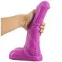 Sexy Diary 9.96"*2.08" Realistic Huge Dong Horse Dildo Soft Silicone Flirting Erotic Anal Plug Butt Sex Toys with Textured and Big Testis For Clitoris G-spot Masturbator - Purple