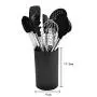JunbosiKitchenware High Temperature Silicone Kitchenware 8 Piece Set Stainless Steel Handle Silicone Spatula Fishing Fence Food Clip Egg Beater