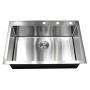 33 Inch Topmount / Drop In Stainless Steel Kitchen Sink Package ? 16 Gauge Single Bowl Basin - Ideal For Home Improvement, Renovation & Remodel - Complete Sink Pack + Bonus Kitchen Accessories