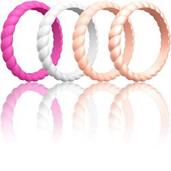 ThunderFit Womens Thin Swivel Rings, 10 Rings / 8 Rings / 4 Rings / 1 Ring - Stackable Silicone Wedding Rings - 2.5mm Wide - 2mm Thick