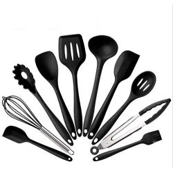 Silicone Kitchenware Set of 10 One-piece High Temperature Non-stick Cookware Shovel Spoon Set,Red