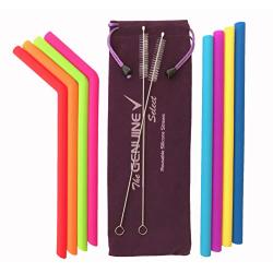 Large Silicone Straws for 30 oz Yeti Tumblers ? Set of 8 Reusable Silicone Straws + 2 Brushes with Pouch, BPA Free, The Genuine Select