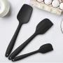 Silicone Spatula 3-piece Set, High Heat-Resistant Good Grips Spatulas, Non-stick Rubber Spatulas with Stainless Steel Core, Black
