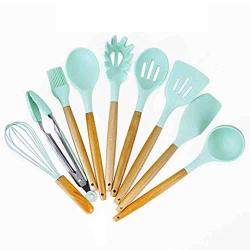 Hjyi Silicone Kitchen tool silicone Rubber handle kitchenware 11 piece set non-stick spatula spoon tool set soup hedge spoon cooking