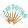Hjyi Silicone Kitchen tool silicone Rubber handle kitchenware 11 piece set non-stick spatula spoon tool set soup hedge spoon cooking