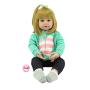 iCradle Lovely Handmade Soft Silicone Reborn Baby Girl Doll 22 Inch 55cm Realistic Looking Newborn Vinyl Dolls Toddler Toy for Kid Xmas Gift Golden Hair