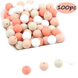 Promise Babe Round Silicone Beads Mix Color Silicone Teething Beads 100pc 12mm DIY Supplies BPA Free