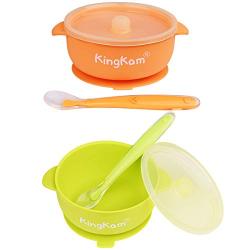 2 Pack Baby Bowls, Best Suction Bowls with Lid for Baby Toddler Self-Feeding, 100% Safe Leak-Proof Silicone Bowl, Dishwasher & Microwave Safe