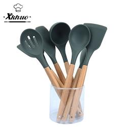 XKHUO 9pcs/set Multi-Purpose Wooden Handle Silicone Kitchenware Baking Tools Kitchen Accessories