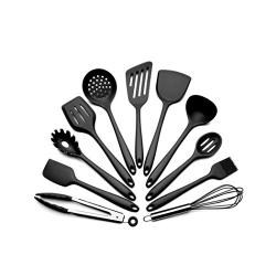 JunbosiKitchenware, Multi-Function Kitchen Utensils, Creative Set of 11 Sets of Stainless Steel Silicone Kitchenware, High Temperature Anti-Scalding,Gray