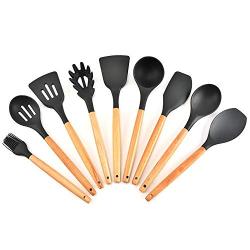 SKYyao Kitchen utensil set Silicon Bakelite handle kitchenware 9-piece set non-stick spatula spoon tool Set silicone + wood