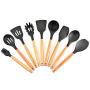 SKYyao Kitchen utensil set Silicon Bakelite handle kitchenware 9-piece set non-stick spatula spoon tool Set silicone + wood