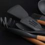 Z&I Non-Stick Shovel Spoon Tool Set Shovel Soup Fishing Spoon Green Cooking Silicone Wooden Handle Kitchenware(08)