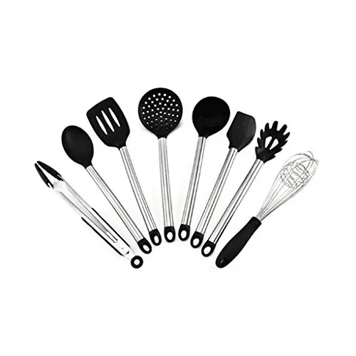 Silicone Kitchenware Set Stainless Steel Handle Kitchen Cooking Spoon Shovel 8 Piece Set Kitchenware Set