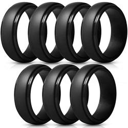 Saco Band Silicone Rings Men - 7 Rings / 1 Ring Rubber Wedding Bands