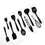 HUShjsd Silicone Kitchenware Set Of 10, Non-stick Kitchenware Set Cooking Spoon Set Kitchenware，spatulas Silicone Heat Resistant,Black