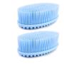 (2 pack blue) Avilana Loofah Exfoliating Body Scrubber 2 in 1 Face And Body Silicone Scrubber - Antibacterial Silicone Shower Brush Bath Sponge Loofa