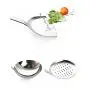 YingYing Home 4 pcs Eco-Friendly Wooden Handle Spatula Thickening Stainless Steel Kitchenware Spoon Shovel Practical Colander