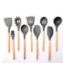 Kitchen tool wooden handle 11 piece set Kitchenware silicone nonstick set Cooking shovel spoon tool