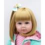 iCradle Lovely Handmade Soft Silicone Reborn Baby Girl Doll 18 Inch 45cm Realistic Looking Newborn Vinyl Dolls Toddler Toy for Kid Xmas Gift Golden Hair