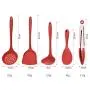 Kitchenware Set, Silicone Heat-Resistant Kitchen Cooking Tools Non-Stick Shovel Spoon Colander Household 5 Piece Set, red