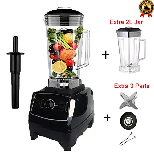 Eu/Us/Au/Uk Plug 3Hp 2200W G5200 Heavy Duty Commercial Grade Blender Mixer Juicer Food Processor Ice Smoothie Bar Fruit,Black Extra Jar Lid,Us Plug