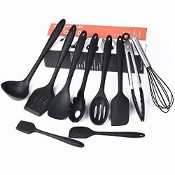 Kitchenware, Silicone Cooking Set, 10-Piece All-Inclusive Silicone Kitchenware for Non-Stick and Heat-Resistant Cookware Sets, black